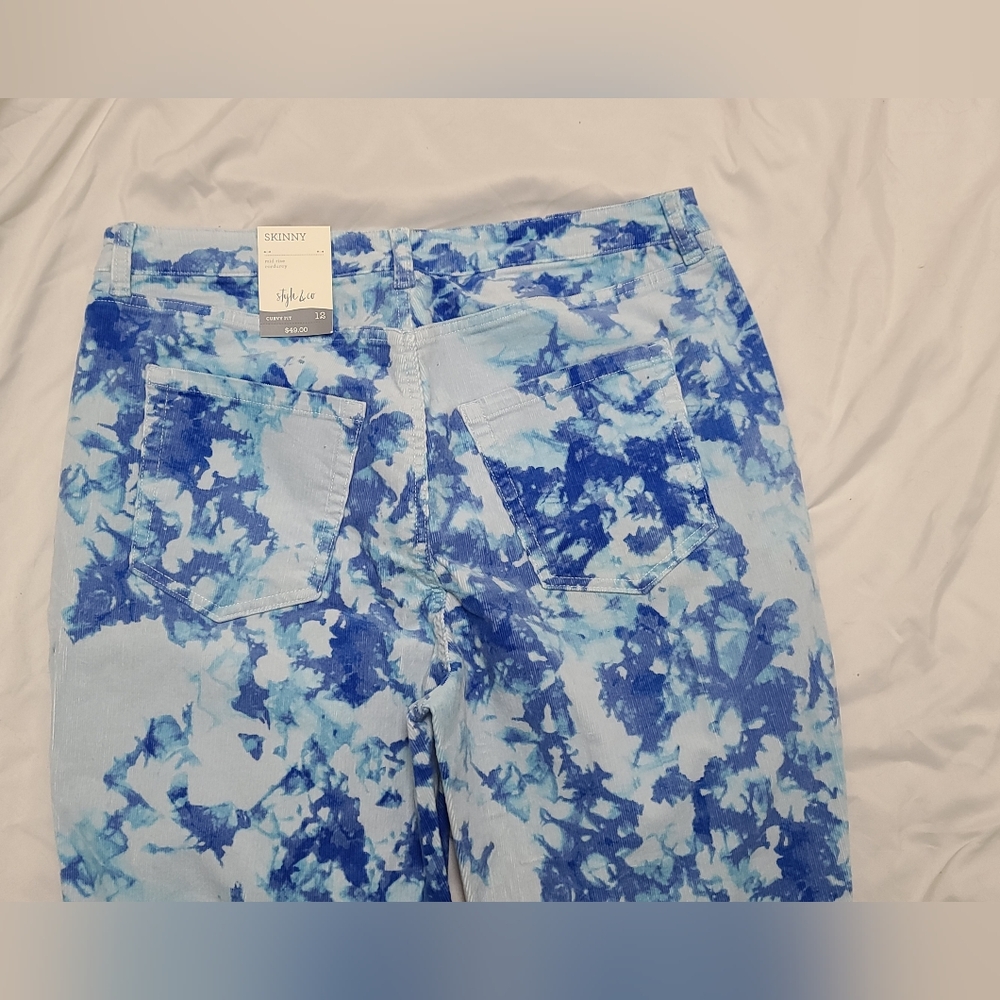 Style & Co Corduroy Blue Tie-Dye Women Jeans Curvy Fit Size 12, Skinny - Picture 6 of 11